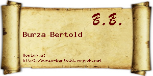 Burza Bertold névjegykártya